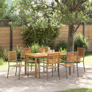 Set da Pranzo da Giardino  a 7 Pezzi in Polyrattan Grigio e Acacia