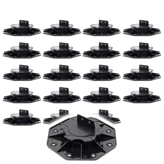 Set 20 supporti per pavimenti galleggianti, Altezza regolabile 18-25mm Max 2700 kg, Piedini per Decking