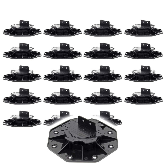 Set 20 supporti per pavimenti galleggianti, Altezza regolabile 18-25mm Max 2700 kg, Piedini per Decking