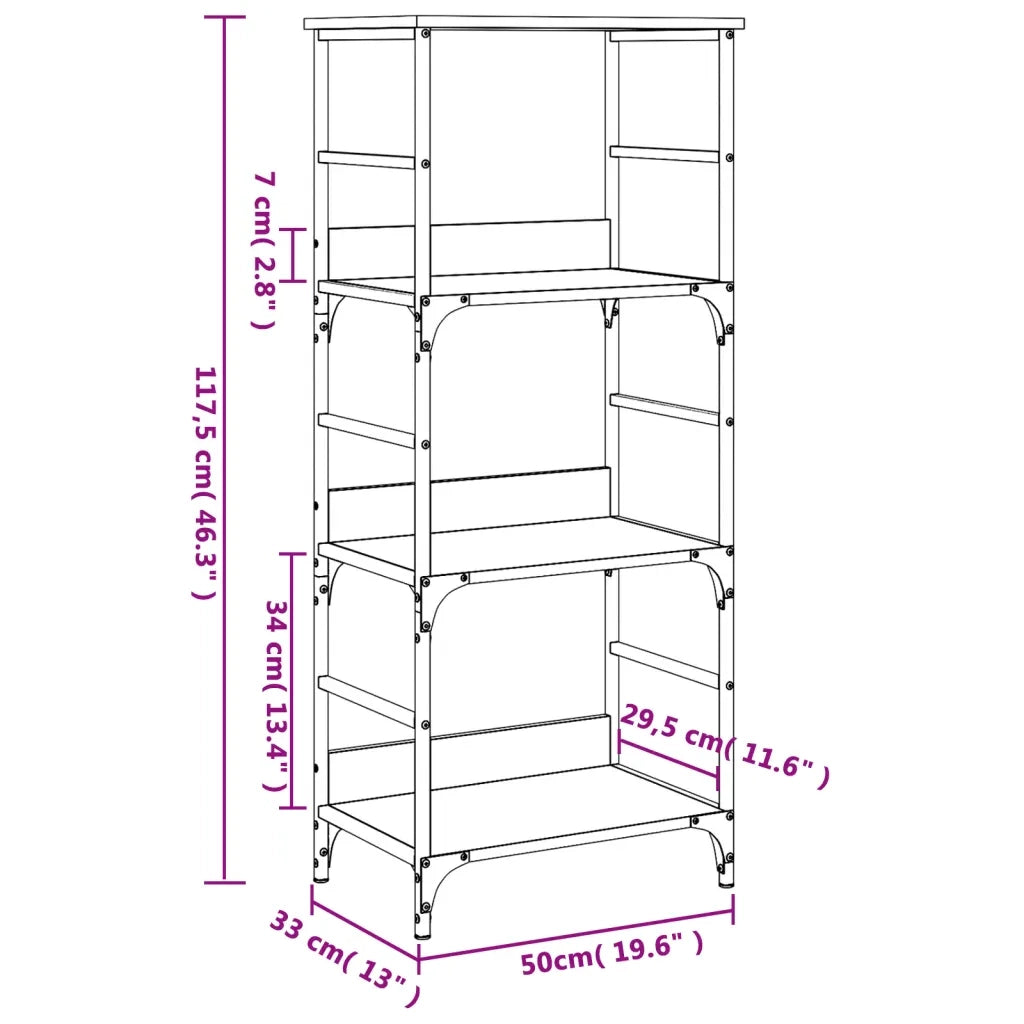 Libreria-Scaffale per Libri-Mobile di Stoccaggio Rovere Sonoma 50x33x117,5 cm in Legno Multistrato