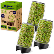 KADAX Zestaw Słój Anna 720ml fi82 TO-720 Franko + Plastikowa zakrętka do słoików fi82, kiełkownica pakiet 3szt K17505