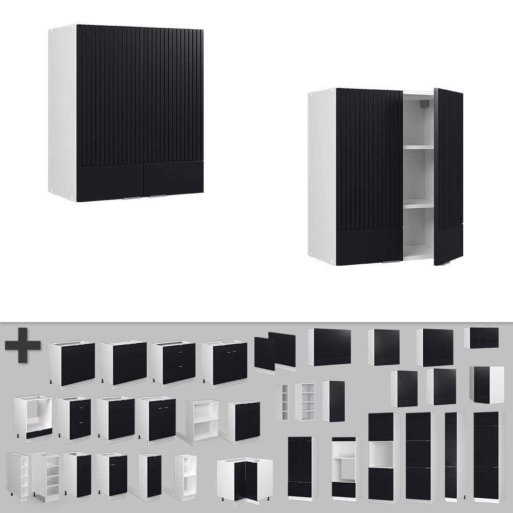 Pensile da cucina Fame-Line Nero rigato/Bianco 60 cm Vicco