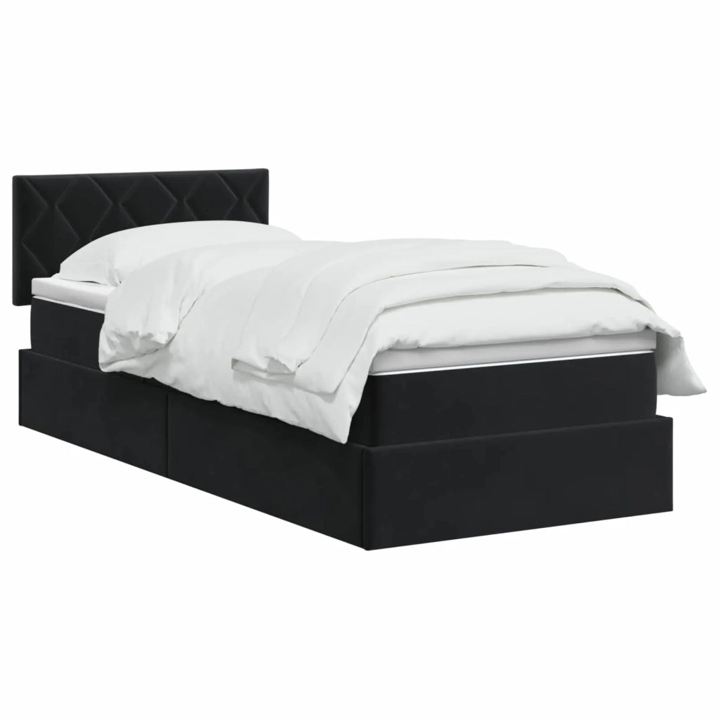 Letto con Contenitore con testiera Nero 90 x 200 cm Velluto 3458843
