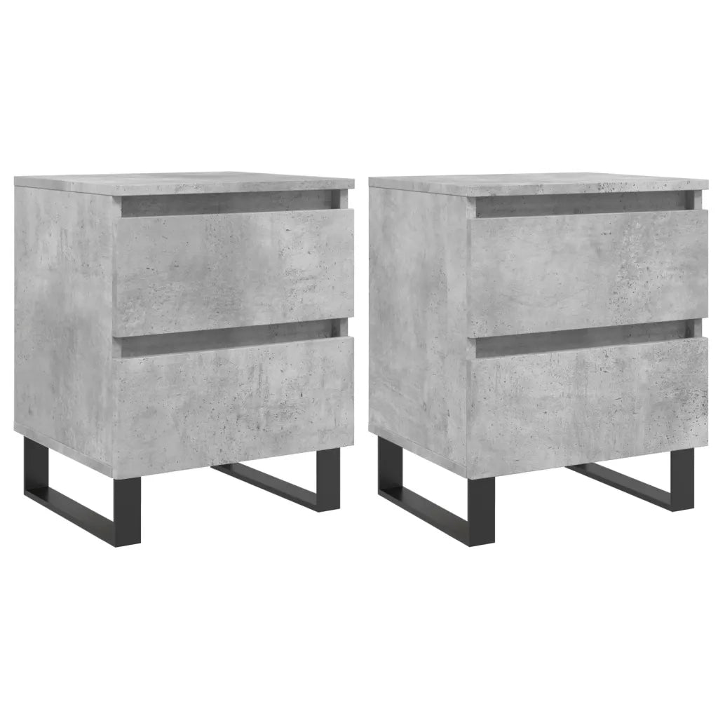 Comodini 2pz-Set di 2 Tavolino da notte Grigio Cemento 40x35x50 cm in Legno Multistrato 742093