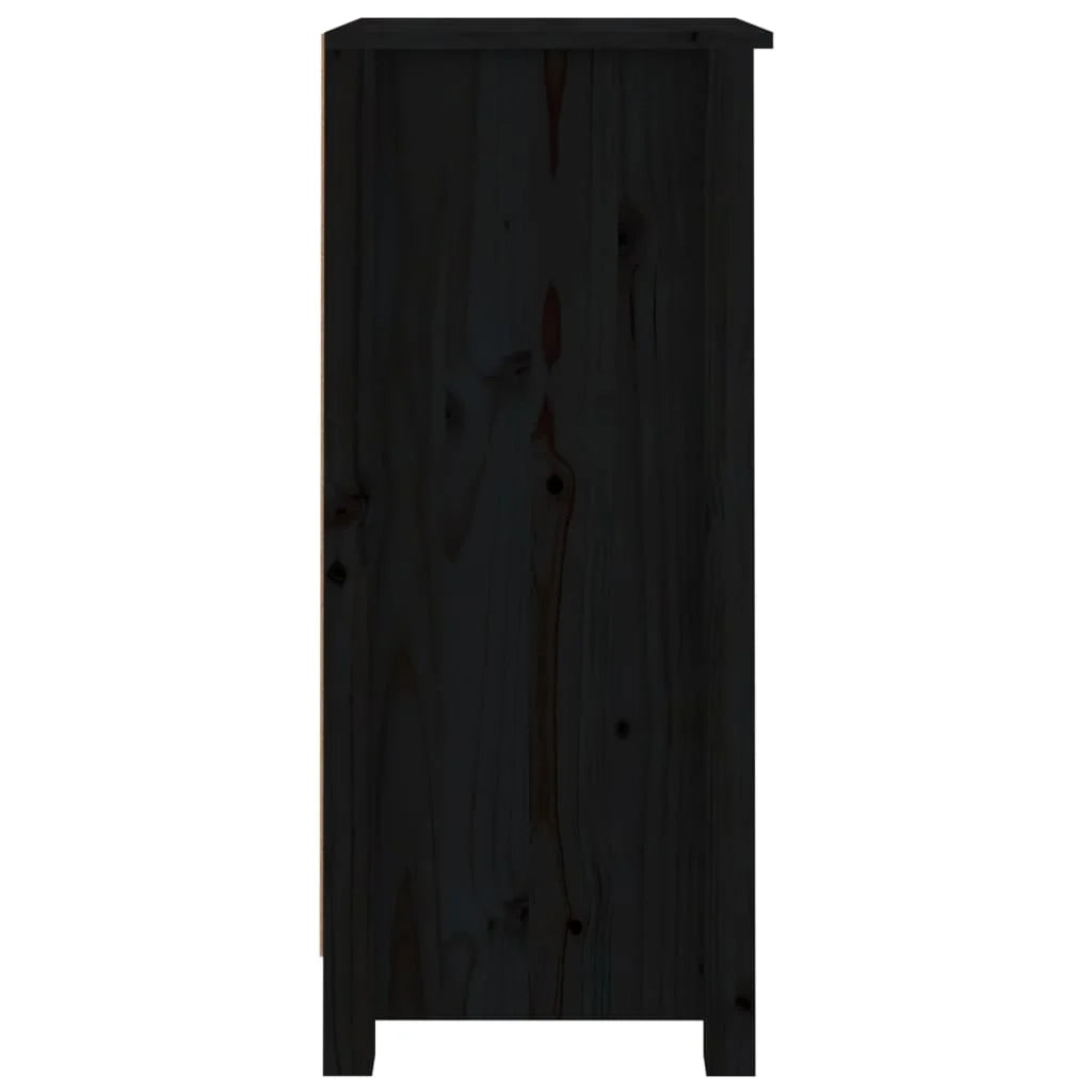 Buffet credenza cassettiera armadio mobile contenitore organizer per cucina soggiorno salotto set da 2 40 x 35 x 80 cm legno massello di pino nero 02_0036906