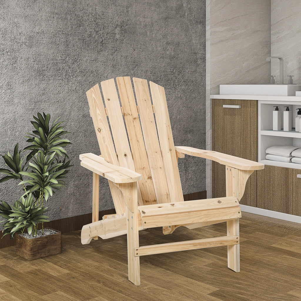 Sedia Adirondack in legno impermeabile; schienale alto e braccioli; comoda sedia da giardino