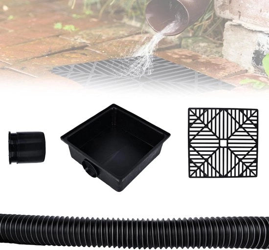 Regolatore di tubazione per pioggia - raccolta acqua di pioggia per tubazione di pioggia - 1 pezzo - nero - plastica
