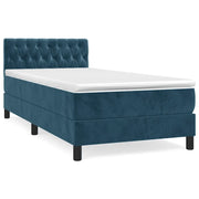 Letto singolo | Letto per adulti | Giroletto a Molle con Materasso Blu Scuro 100x200 cm in Velluto