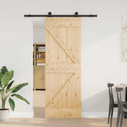 Porta scorrevole NARVIK 70 x 210 cm (152,5 cm) Naturale e Nero 3445215