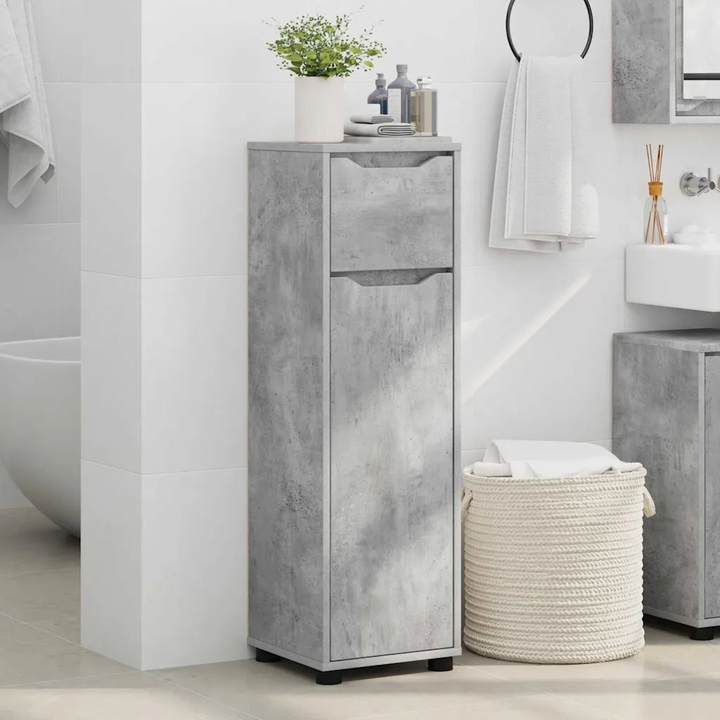 Mobile da Bagno con cassetto Grigio cemento 30,5 x 30 x 101 cm 888740