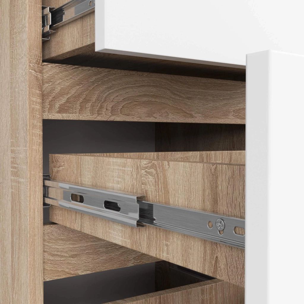Cassettiera AKORD CL4 Cassettiera Sonoma Quercia 40 cm 4 cassetti inserto frontale Bianco 40x35x74 cm