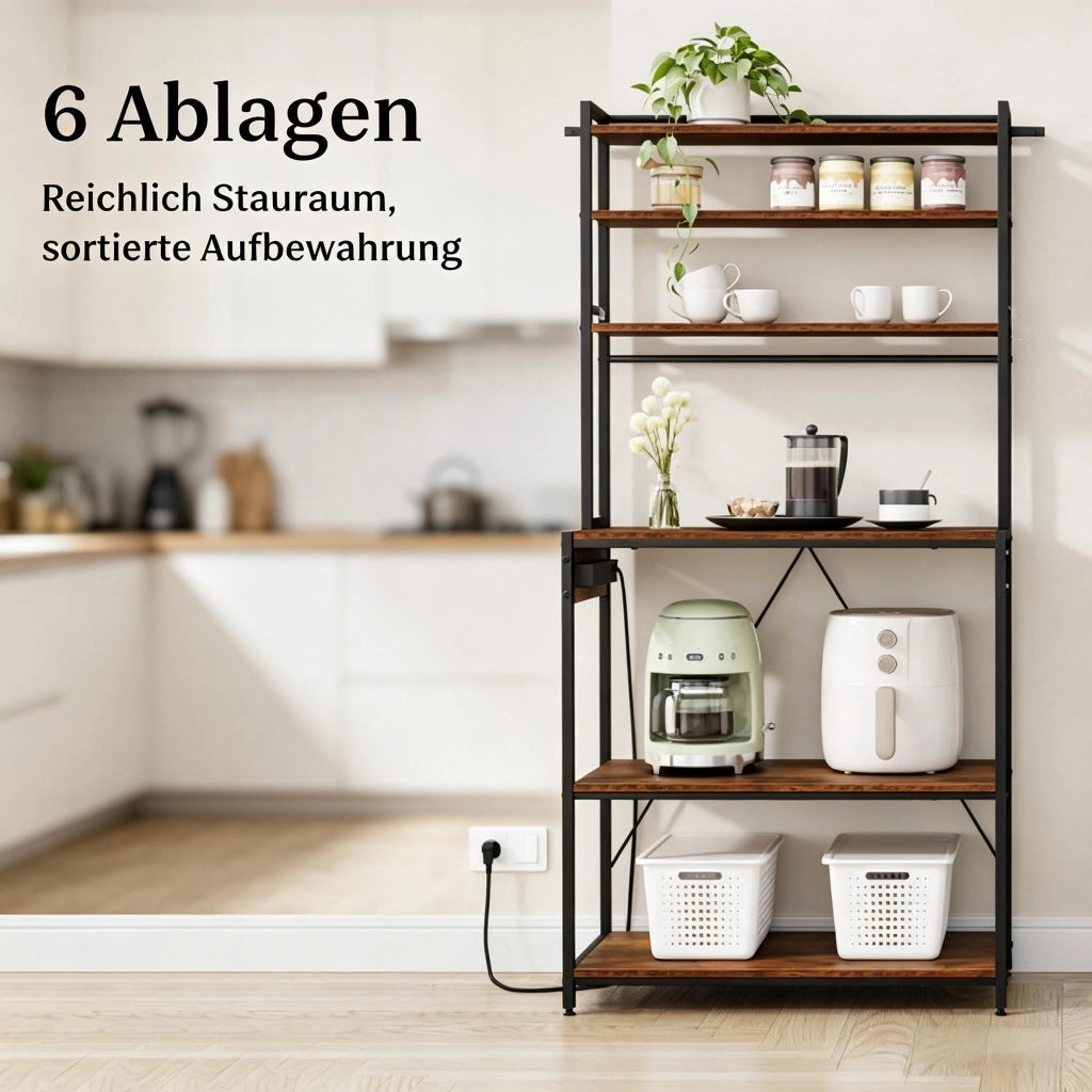 MENSOLA CUCINA con prese 80 x 167 x 40 cm Rustico Marrone