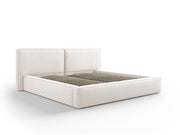 Cosmopolitan Design - Letto a cassettone con testiera doppia "Arendal" 200x200cm in tessuto strutturato beige chiaro 