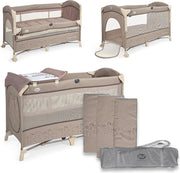 Culla Portatile 2 in 1 - Opvouabile e Trasportabile, Unisex, Beige con Cuscino di Copertura e Moschettone