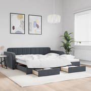 Divano Letto Estraibile Cassetti-Sofa Letto-Daybed Grigio Scuro 100x200cm Velluto 736811