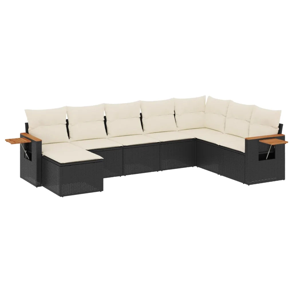 Set Divani da Giardino con Cuscini 8 pz Nero in Polyrattancod mxl 116167