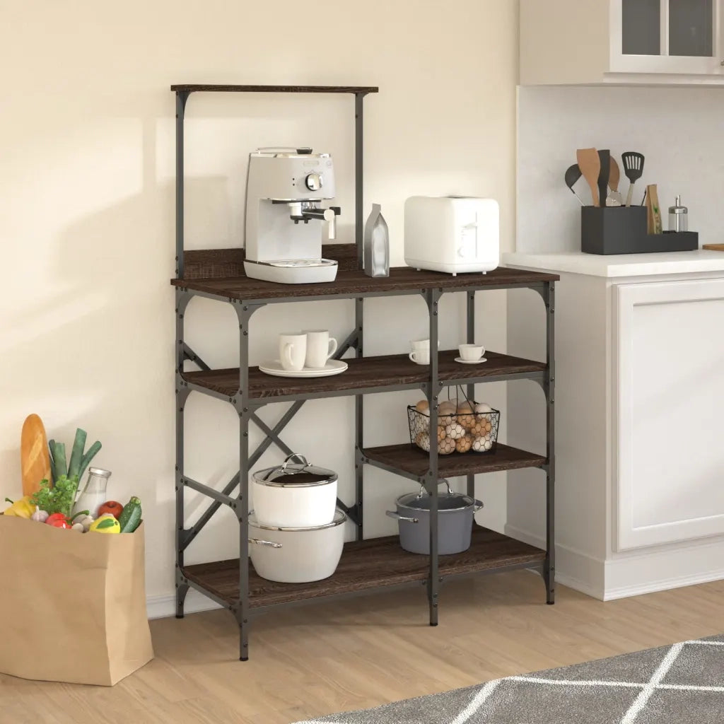 Mobile Cucina Rovere Marrone 90x40x132 cm Multistrato e Metallo CFW2292461