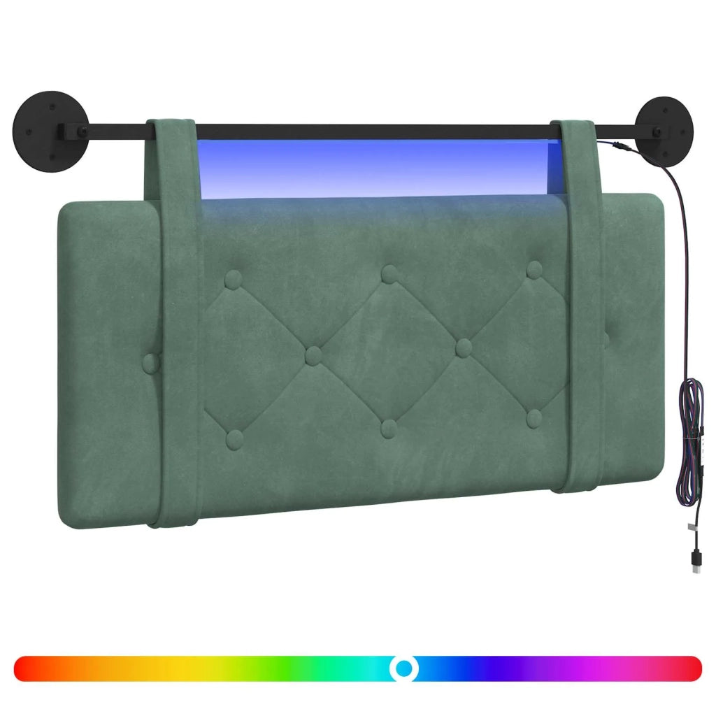 Testiera sospesa Con luce LED Verde Mare Velluto