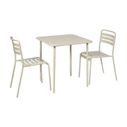 Set tavolo da giardino in acciaio con 2 sedie, 70cm, beige