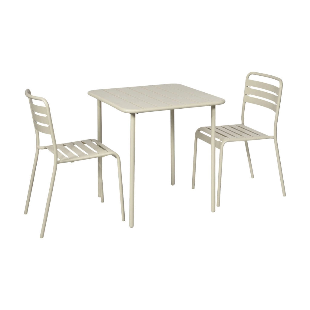 Set tavolo da giardino in acciaio con 2 sedie, 70cm, beige