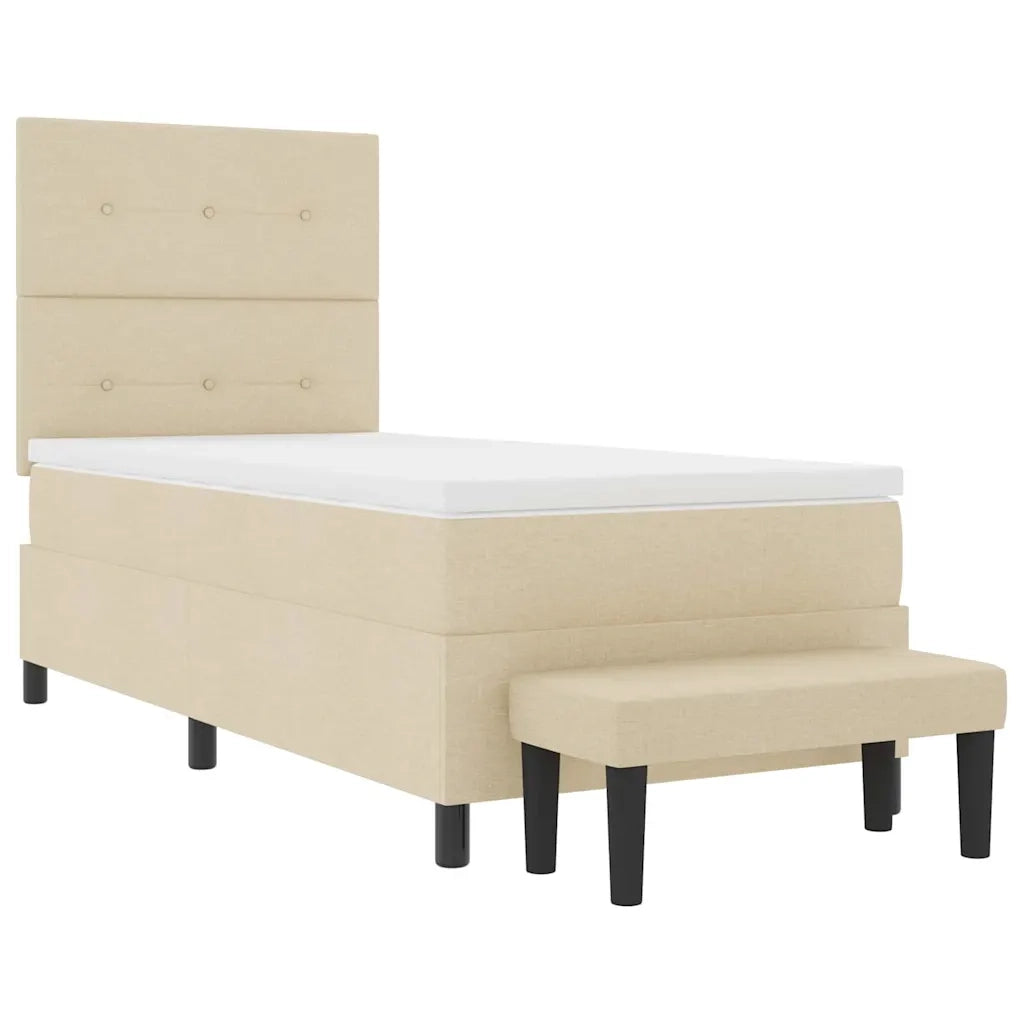 Letto a molle con materasso Crema 90 x 190 cm Tessuto