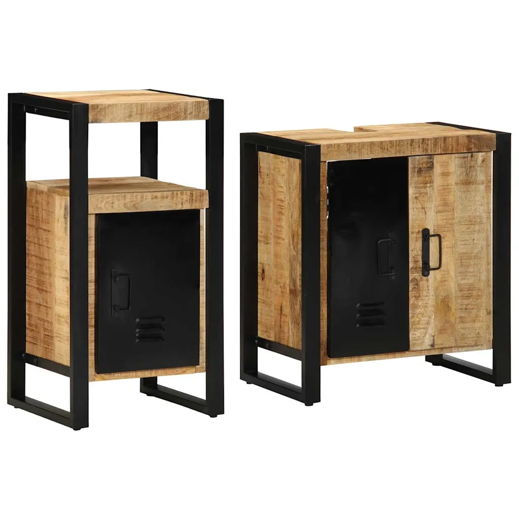vidaXL Set di mobili per il bagno 2 pcs Legno di mango solido e grezzo