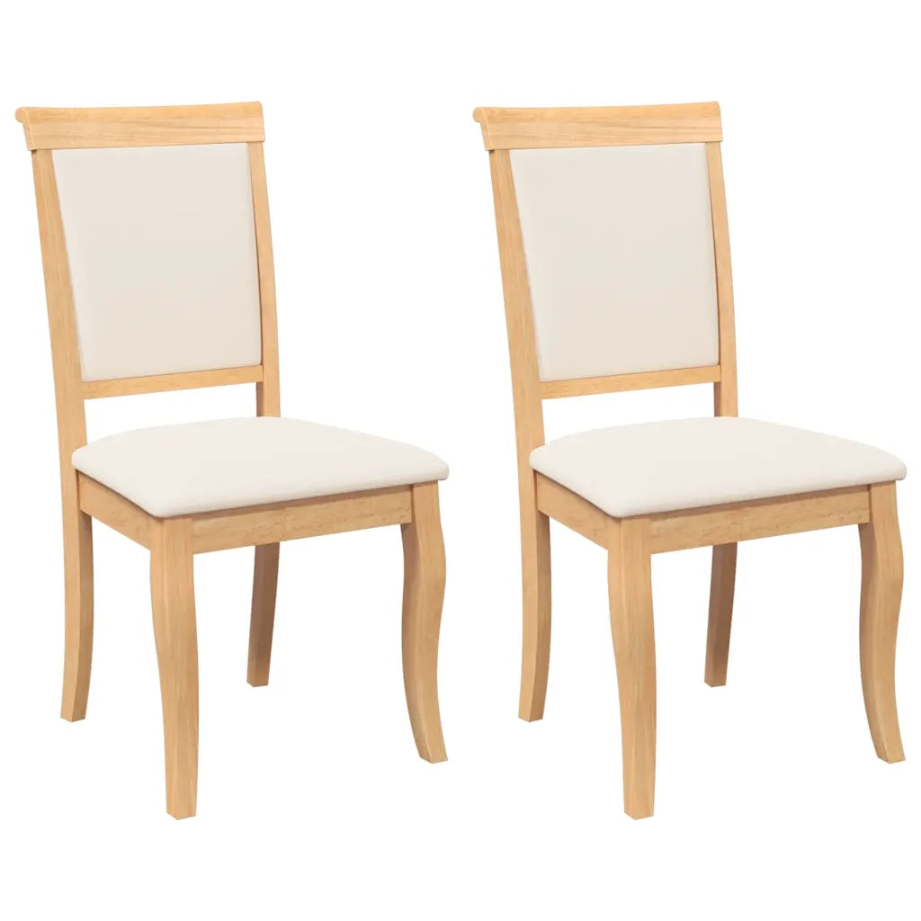 Sedie da Pranzo con Cuscini 2 pz Naturale Legno Massello Hevea
