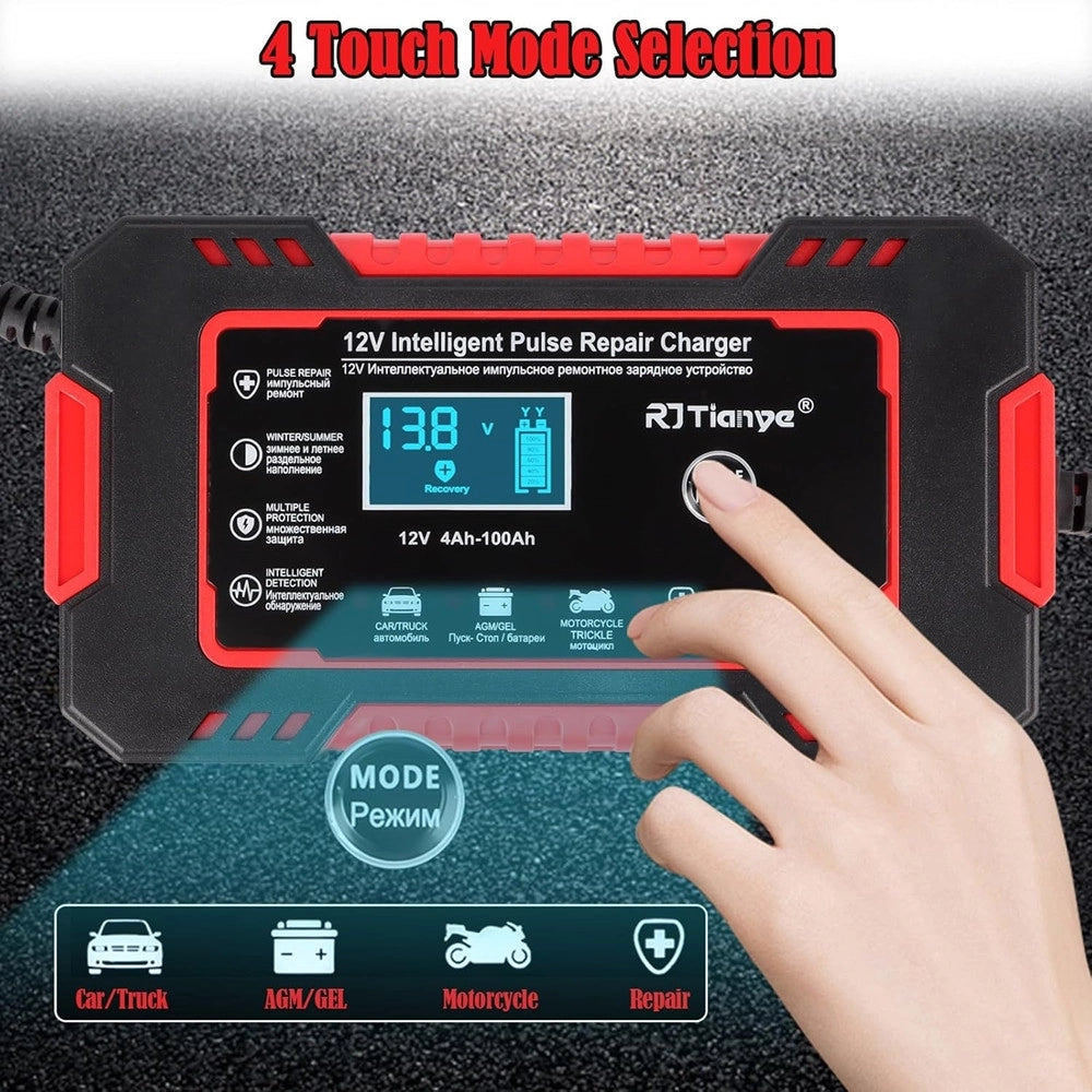 Trade Shop - Caricabatterie Auto 6a 12v Mantenitore Batteria Compensazione Temperatura Moto Tosaerba Barca -