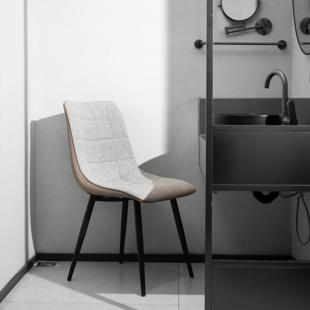 Sedie da Pranzo Imbottite ¨C MINIMAL ¨C Set 2 Pezzi, Metallo, Tessuto e Similpelle