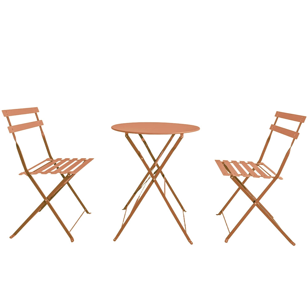 Set 3 Pezzi Giardino Tavolo 2 Sedie da Bistrot Pieghevole Modello Parigi Pesca