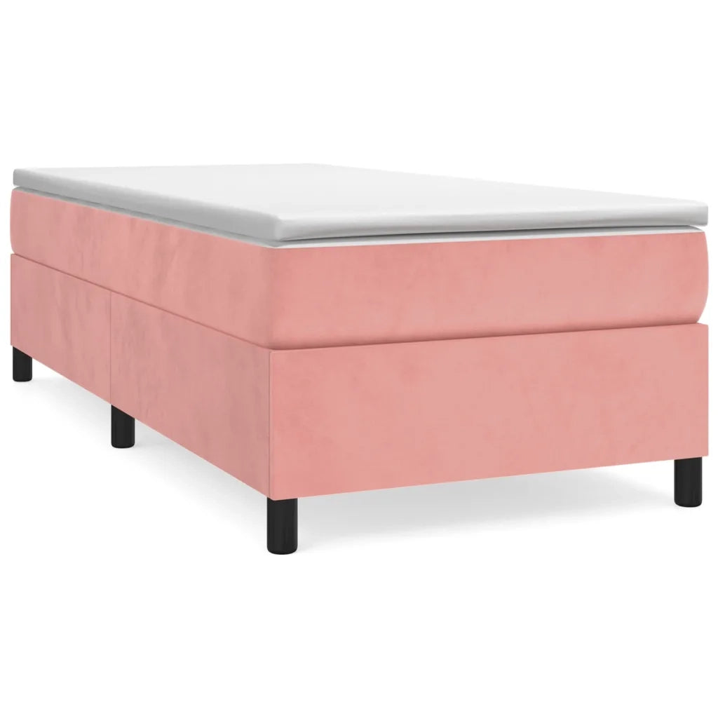 Giroletto a Molle con Materasso-Struttura Letto Rosa 90x190 cm in Velluto 862366