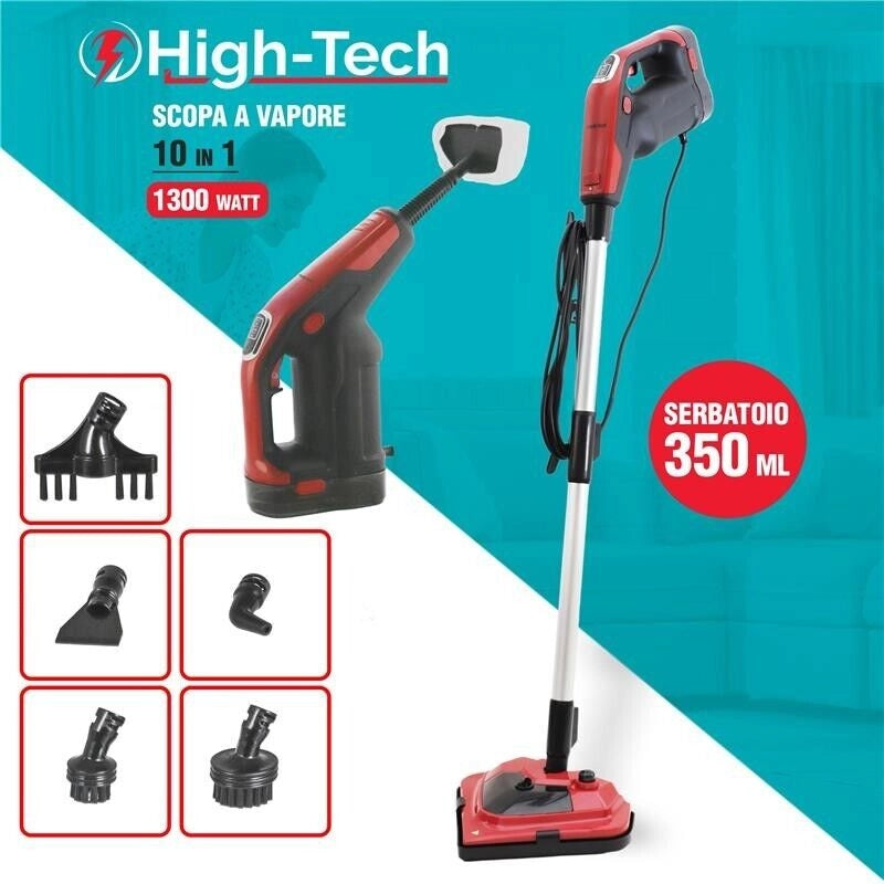HIGH-TECH SCOPA A VAPORE 10 IN 1 DA 1300 W CON SERBATOIO 350 ML