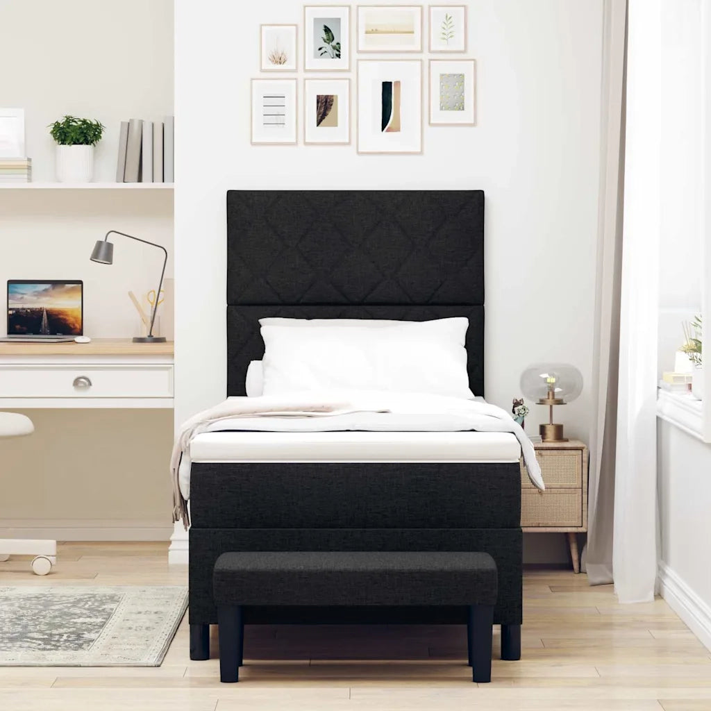 Letto a molle con materasso Nero 90 x 190 cm Tessuto 3344109