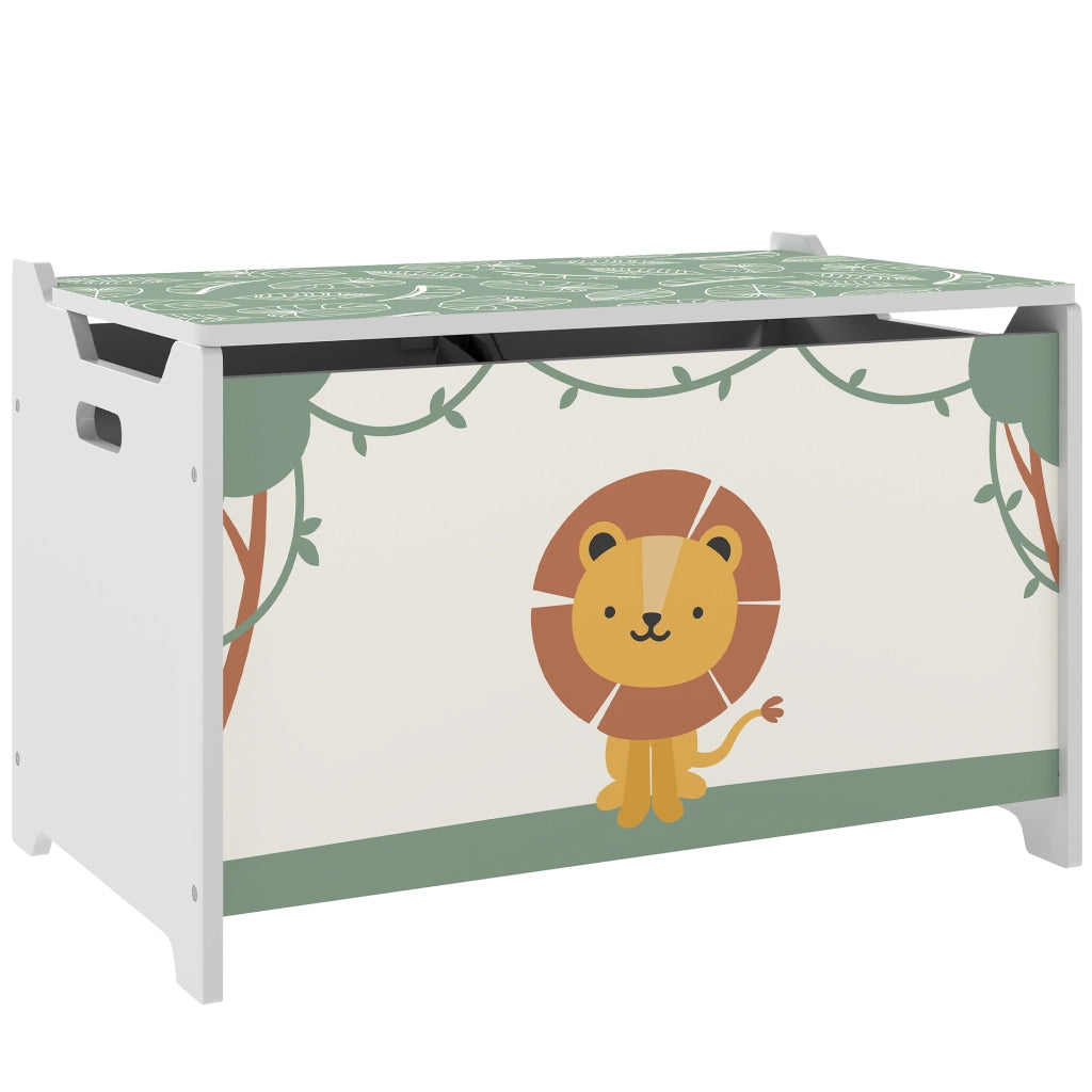 Baule Portagiochi per Bambini 60x37x39 cm con Coperchio in MDF Verde