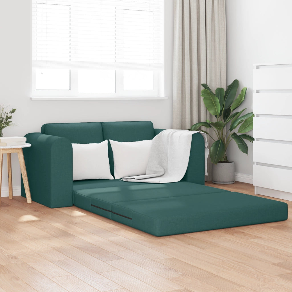 Divano Letto 2-in-1 Verde Scuro 148x71x83 cm Tessuto