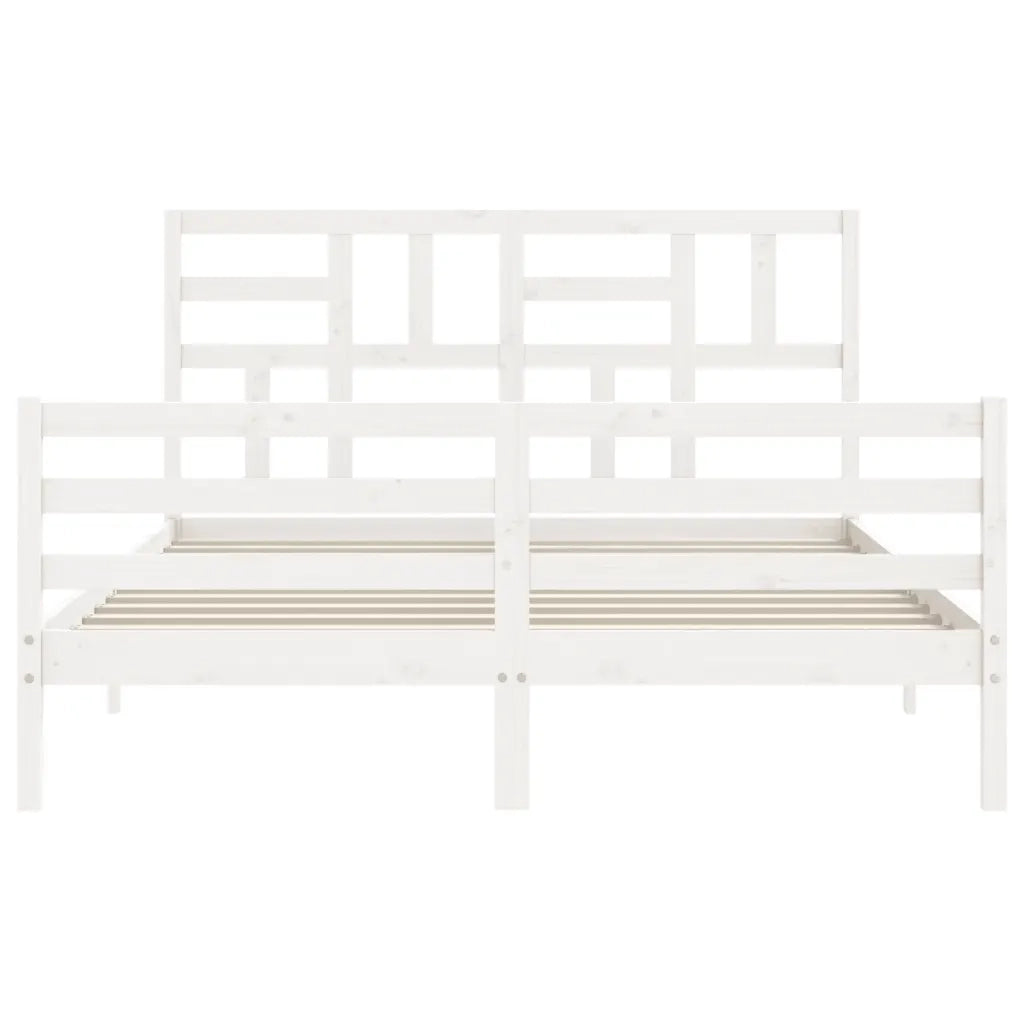 Giroletto con Testiera-Struttura Letto con testiera Bianco 160x200 cm Legno Massello 736043
