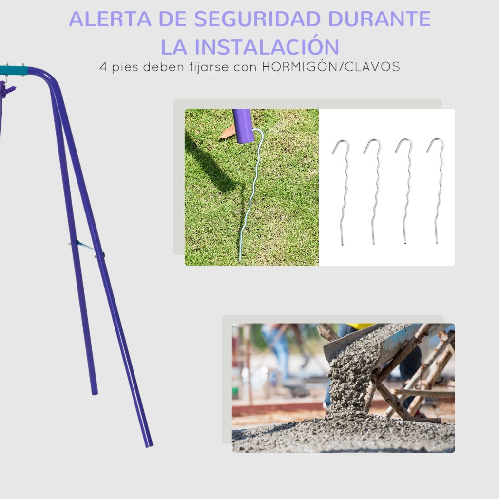 Altalena Giardino 2 Posti con Dondolo ¨C zephmum ¨C 280x140x176cm Morado Azzurro
