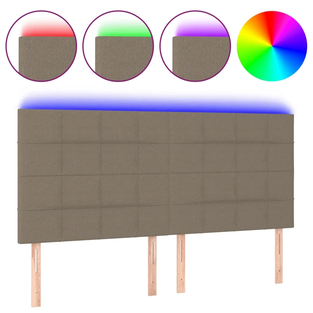 Testiera | Testata a LED Tortora 180x5x118/128 cm in Tessuto