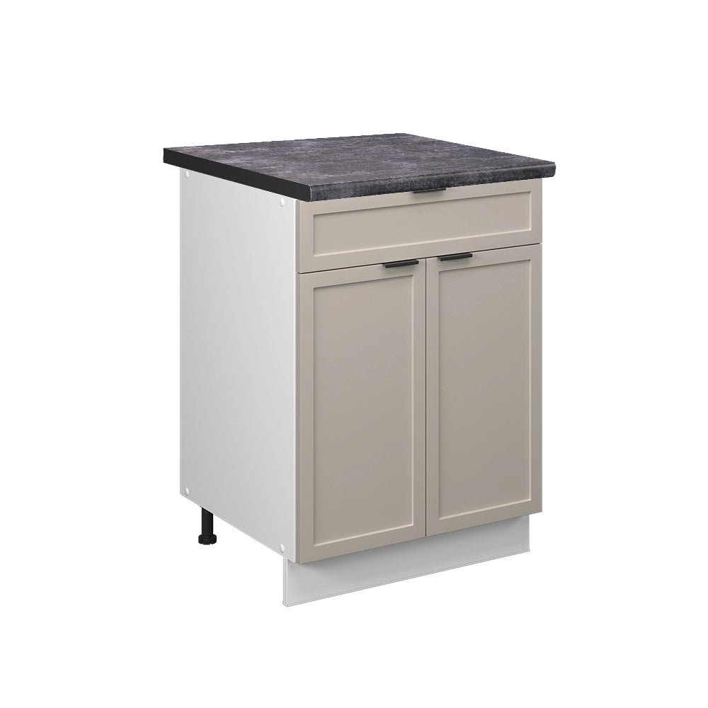 Mobiletto base per cucina Fame-Line GrigioBeige/Bianco 60 cm con cassetto, PL Antracite Vicco