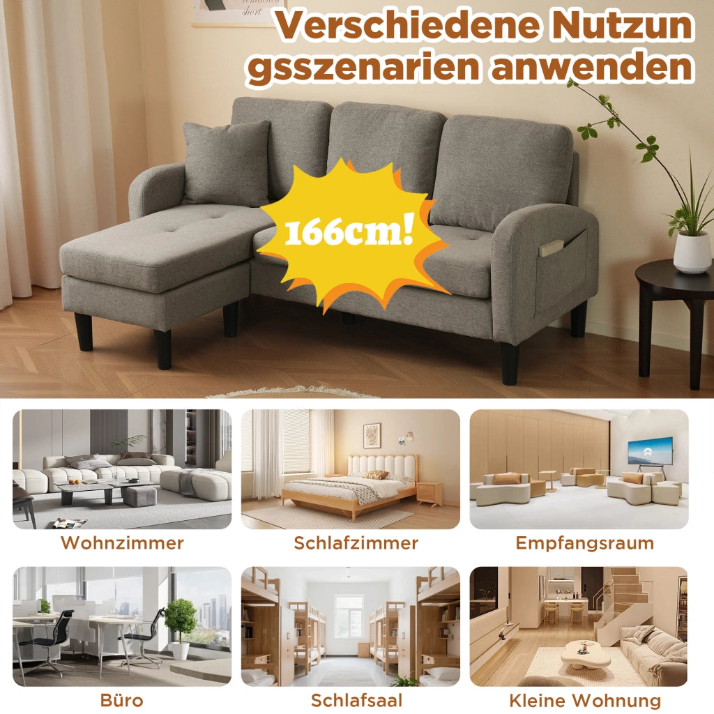 DIVANO ANGOLARE MODULARE 166x118x77 cm Grigio scuro
