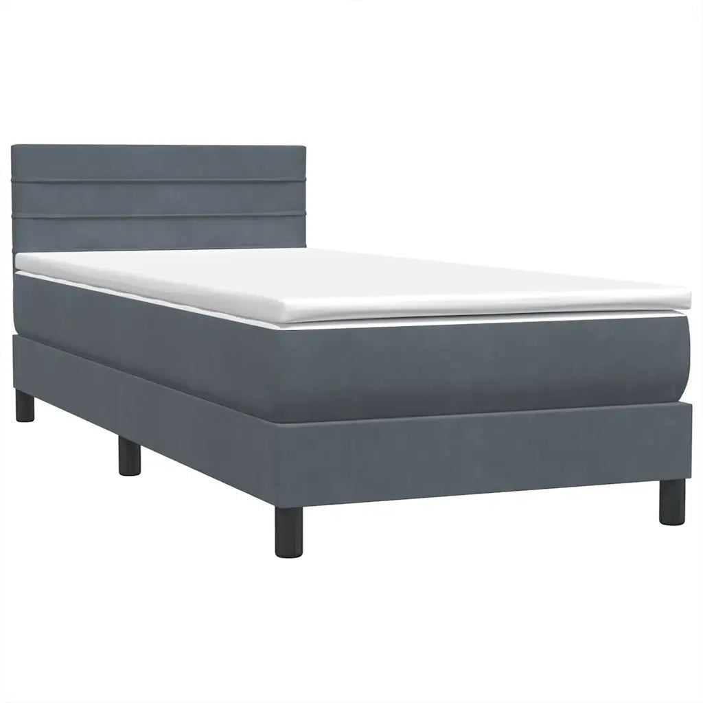 Letto a Molle con Materasso e LED Grigio Scuro 80x220 cm Velluto 3317002