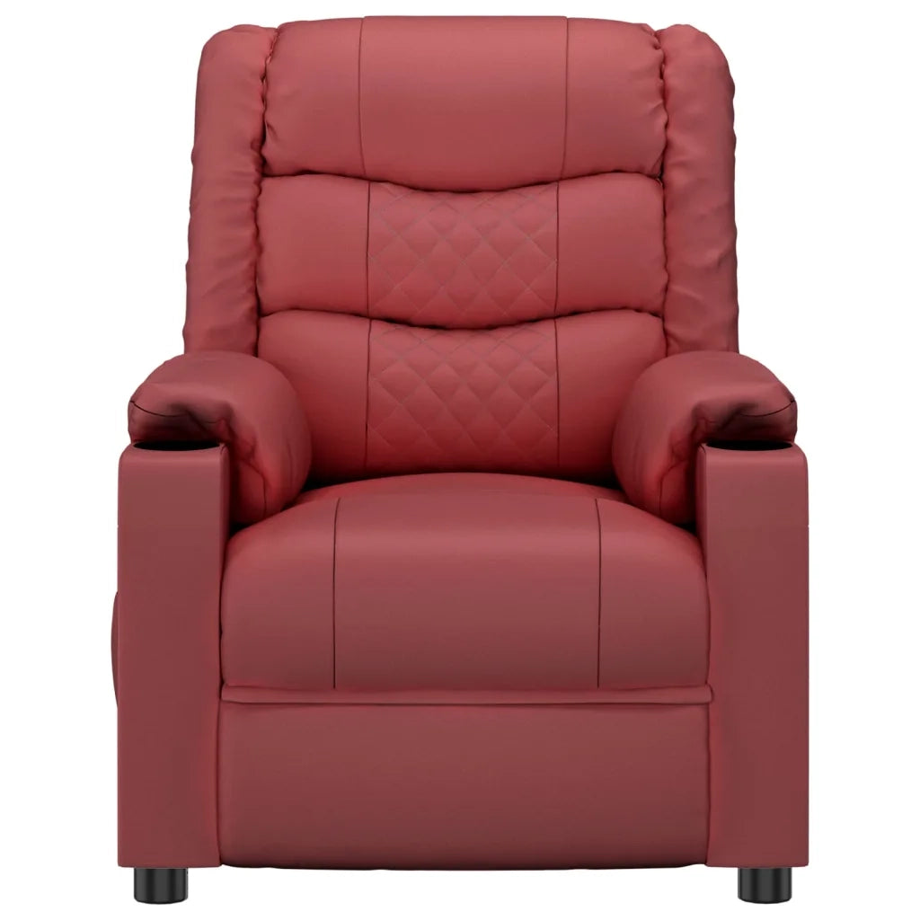 Poltrona Reclinabile Elettrica Rosso Vino in Similpelle