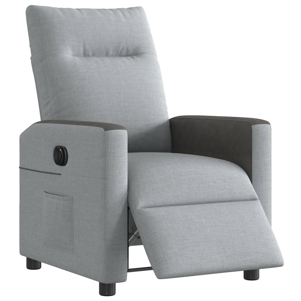 Poltrona | Sedia Relax Elettrica Reclinabile Grigio Chiaro in Tessuto