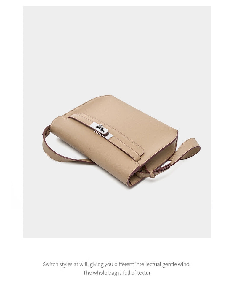 Borsa a tracolla da donna in vera pelle, colore grigio.