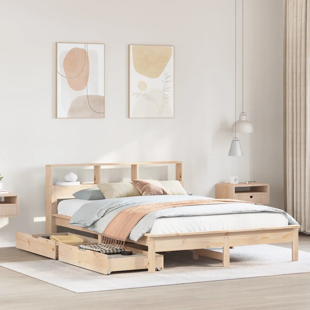 Letto Libreria senza Materasso 160x200 cm in Legno di Pino 3309803