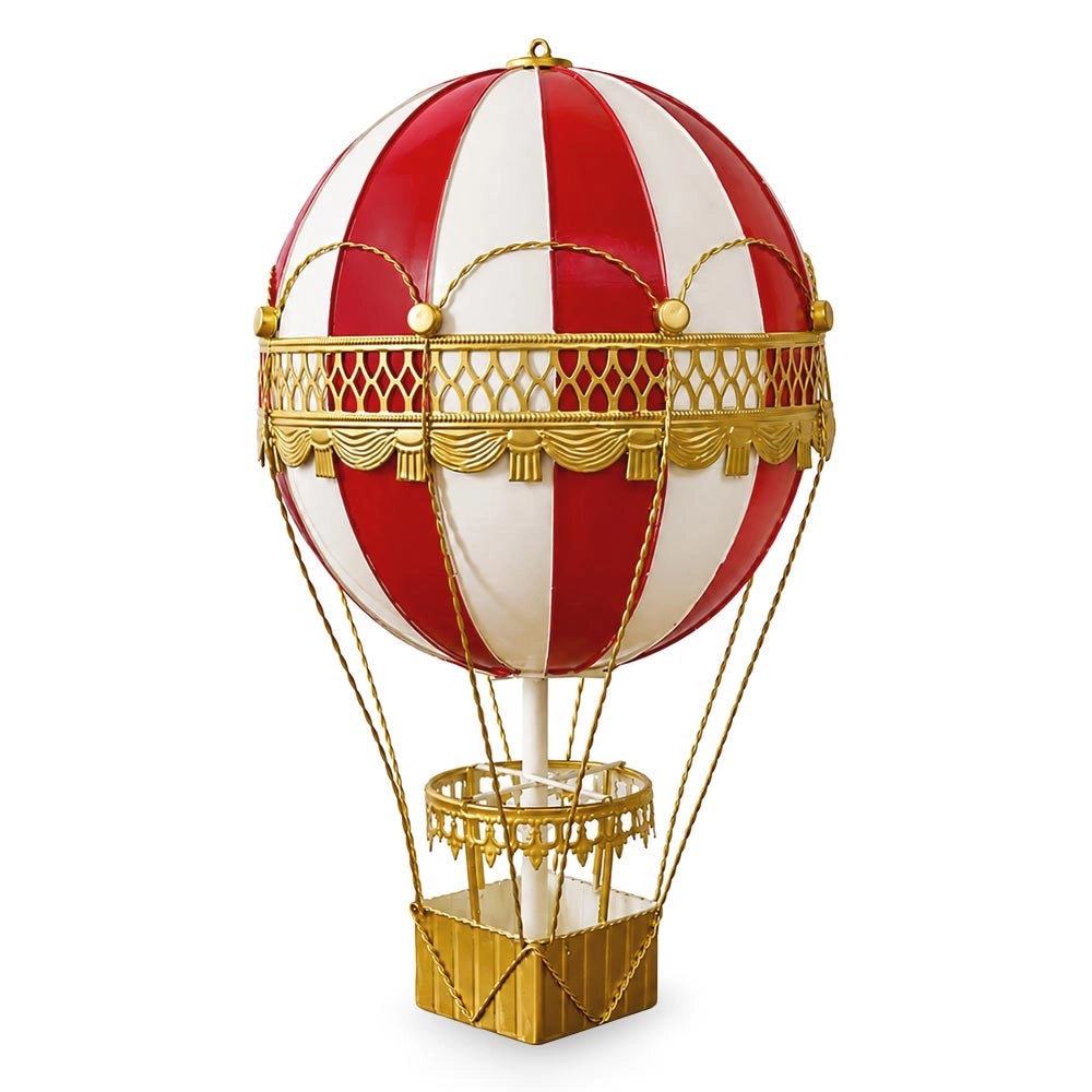 Mongolfiera Decorativa h 45 cm Metallo Rossa e Dorata da Appendere o Appoggiare