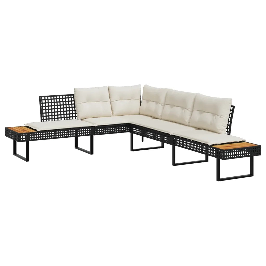 Set Divani da Giardino 2 pz | Set Salotto da Giardino con Cuscini Nero Polyrattan e Vetro