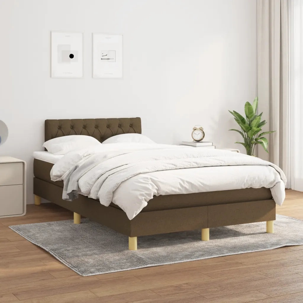 Giroletto a Molle con Materasso Marrone Scuro 120x190cm Tessuto 3269796