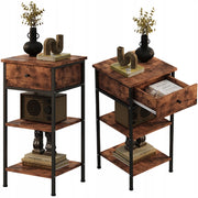 Comodino, cassettiera e ripiano in stile loft industriale retrò color marrone