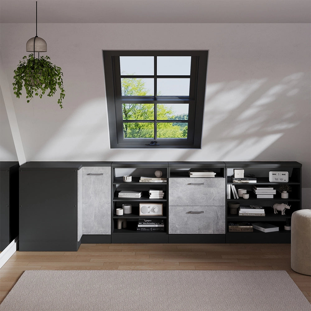 Armadio per tetto spiovente Rion Antracite/Antracite 80 x 83.8 cm con 4 scomparti, carcassa 60 cm profondità Vicco